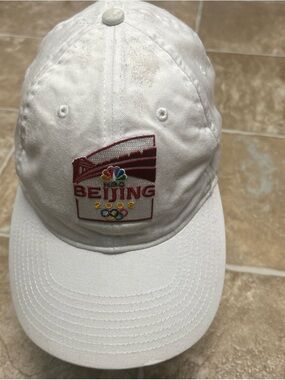 Vintage NBC 2008 Olympics Hat Cap adjustable White GOLF *Lightly Faded*